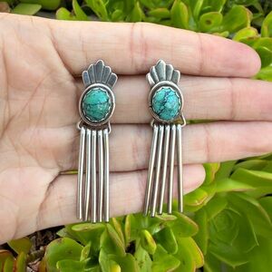 Sterling Silver Turquoise Fringe Earrings
